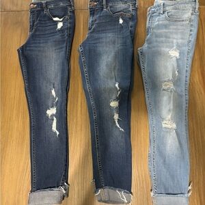 3 Pairs Hollister Women's Distressed Skinny Crop Jeans